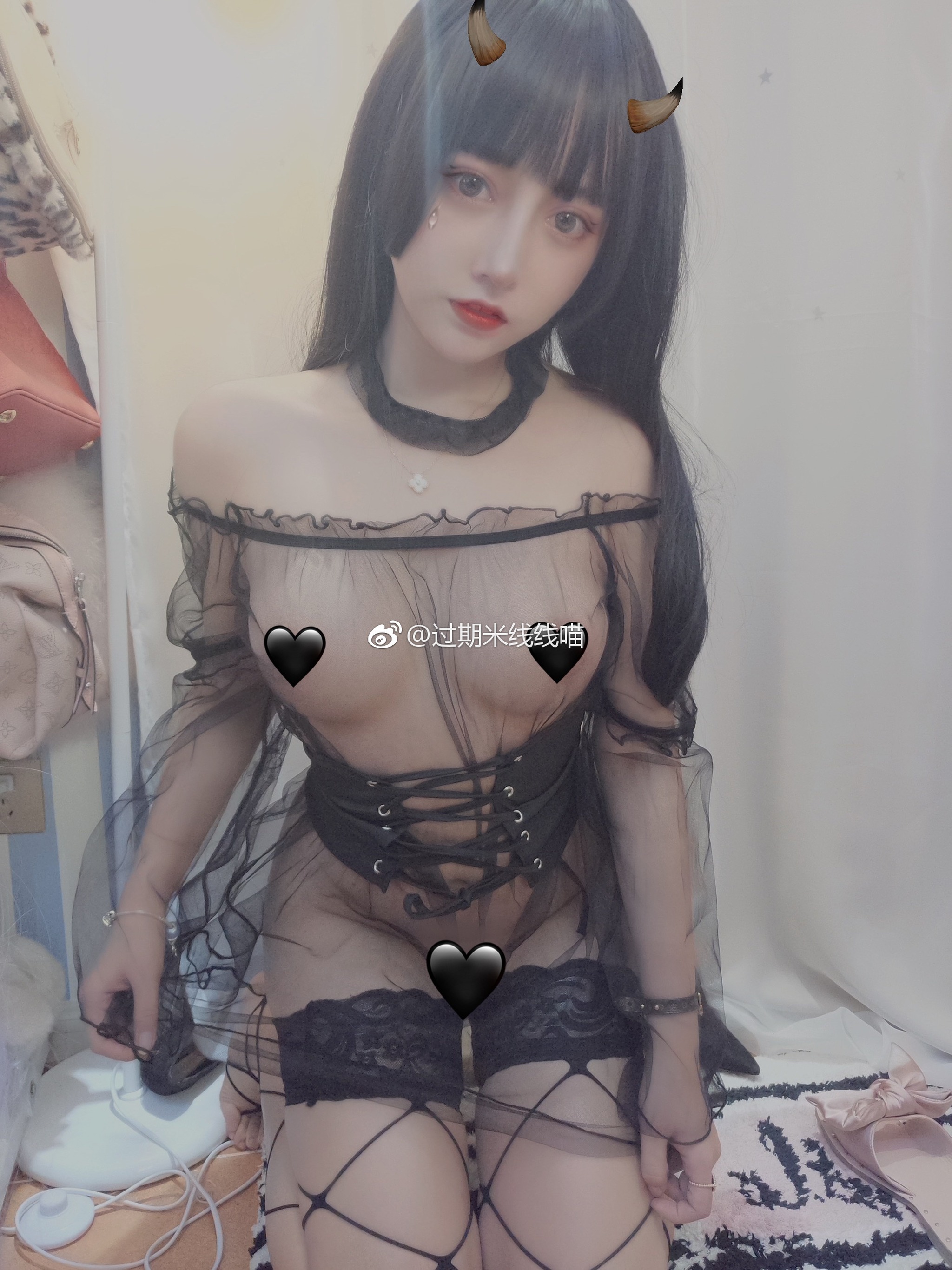 过期米线线喵 - NO.016 黑纱 [36P]-XikXak